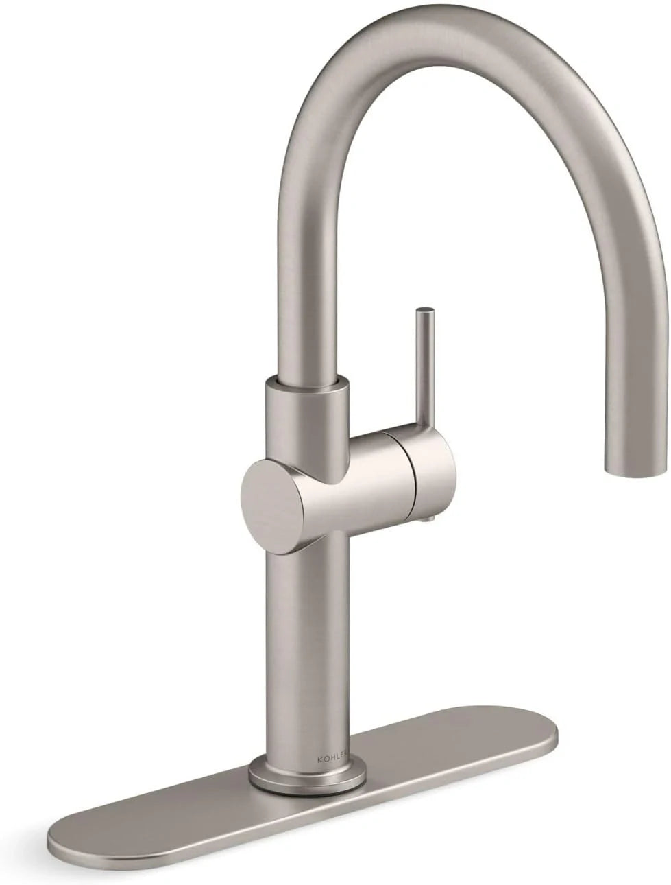 KOHLER 22975-VS Crue Bar Kitchen Faucet with high-arch spout and single-handle design in corrosion-resistant finish for prep sinks.